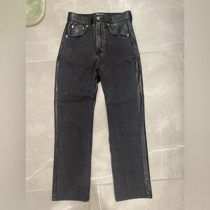 Abercrombie & Fitch Ankle Straight Jeans Leather and Denim Size 24 00s